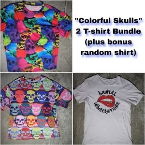 SHEIN Multicolor Skull Print Tees